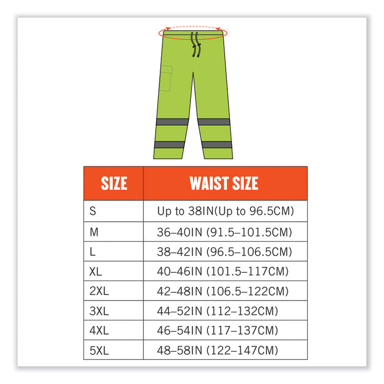 GloWear 8915 Class E Hi-Vis Rain Pants, Medium, Lime