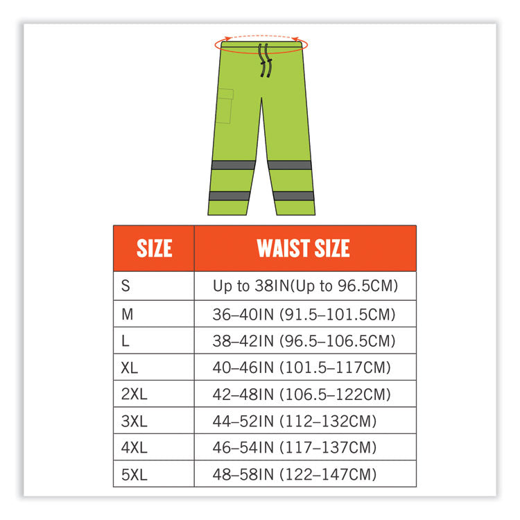 GloWear 8915 Class E Hi-Vis Rain Pants, X-Large, Lime