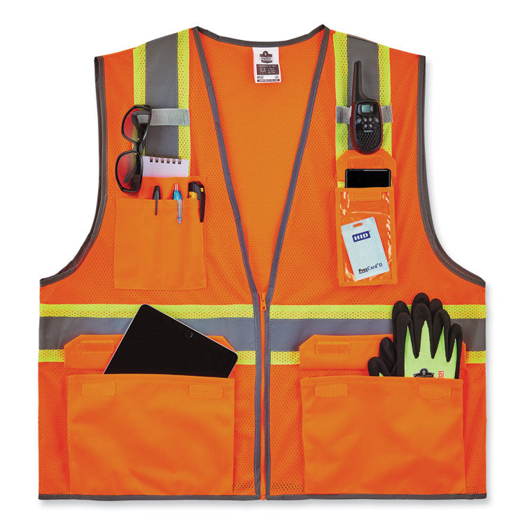 GloWear 8246Z-S Single Size Class 2 Two-Tone Mesh Vest, Polyester, Medium, Orange