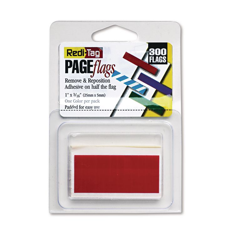 Removable/Reusable Page Flags, Red, 300/Pack