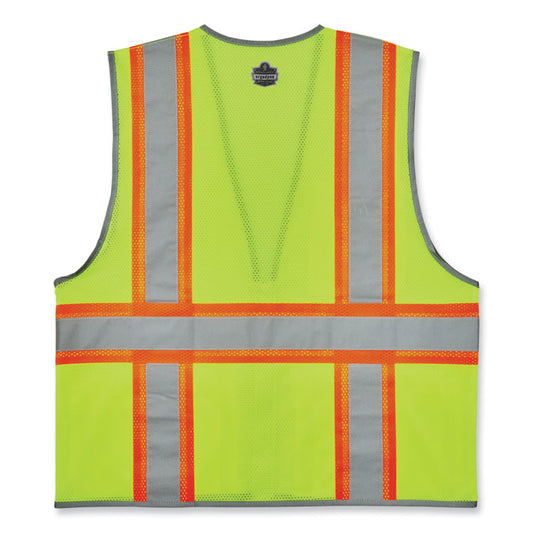 GloWear 8246Z-S Single Size Class 2 Two-Tone Mesh Vest, Polyester, X-Large, Lime