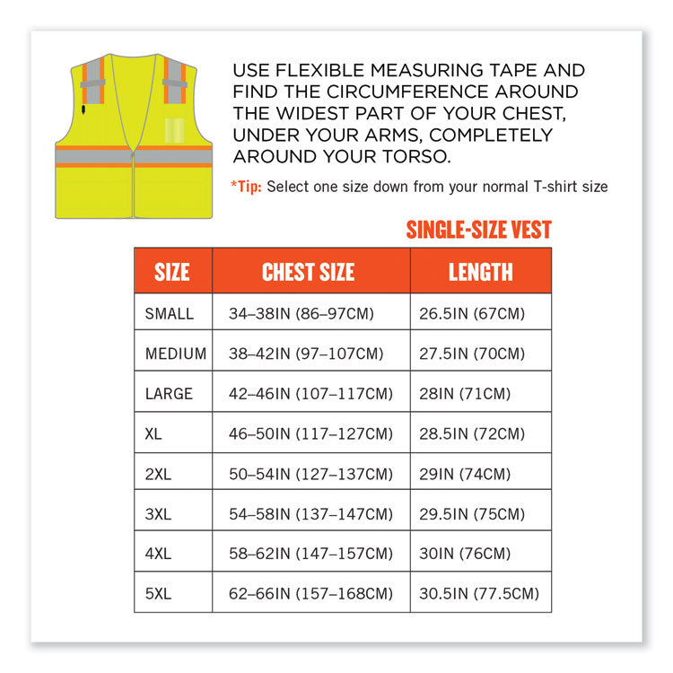 GloWear 8246Z-S Single Size Class 2 Two-Tone Mesh Vest, Polyester, Medium, Lime