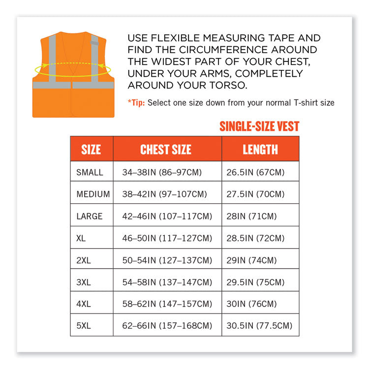 GloWear 8215BA-S Single Size Class 2 Economy Breakaway Mesh Vest, Polyester, 4X-Large, Orange