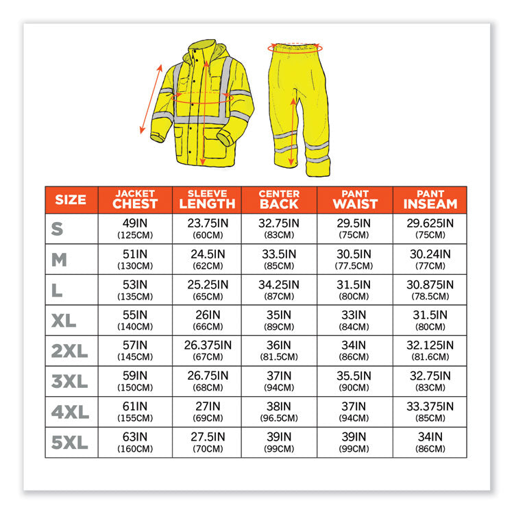 GloWear 8376K Lightweight HV Rain Suit, X-Large, Lime