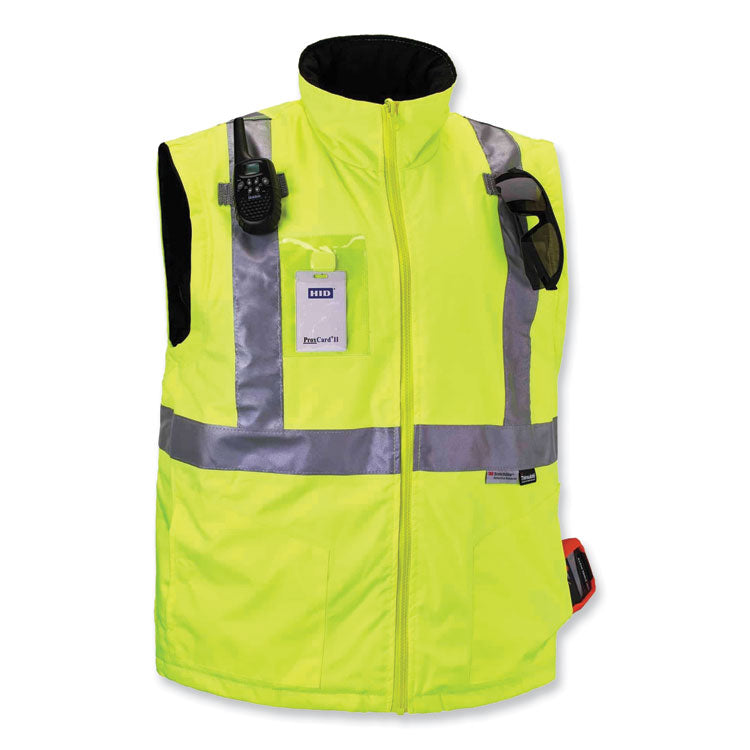 GloWear 8287 Class 2 Hi-Vis Jacket with Removable Sleeves, Small, Lime