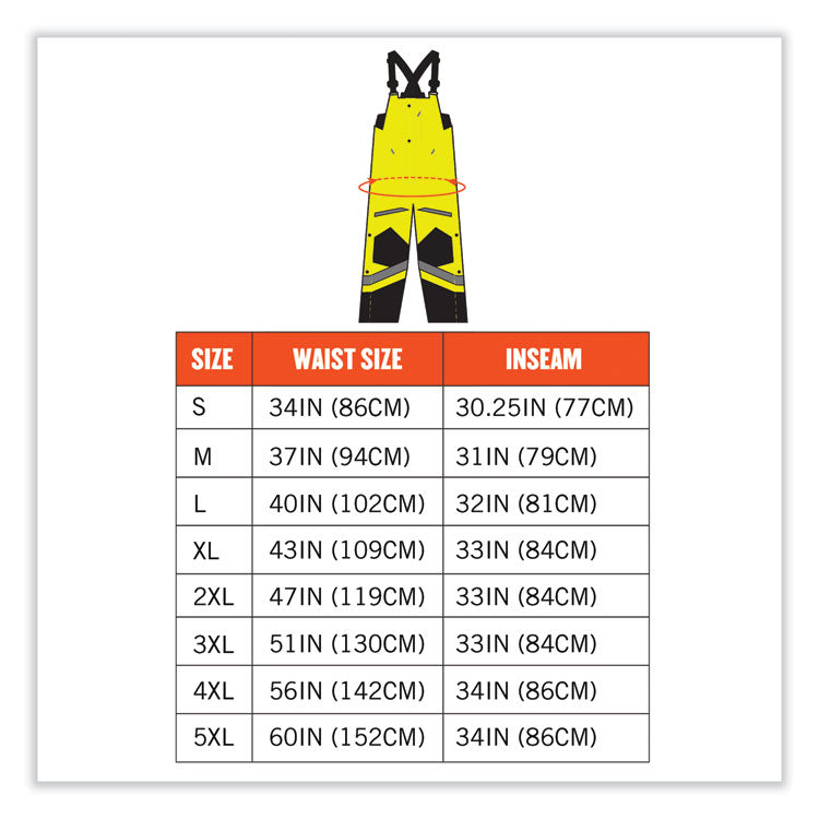 GloWear 8928 Class E Hi-Vis Insulated Bibs, Small, Lime