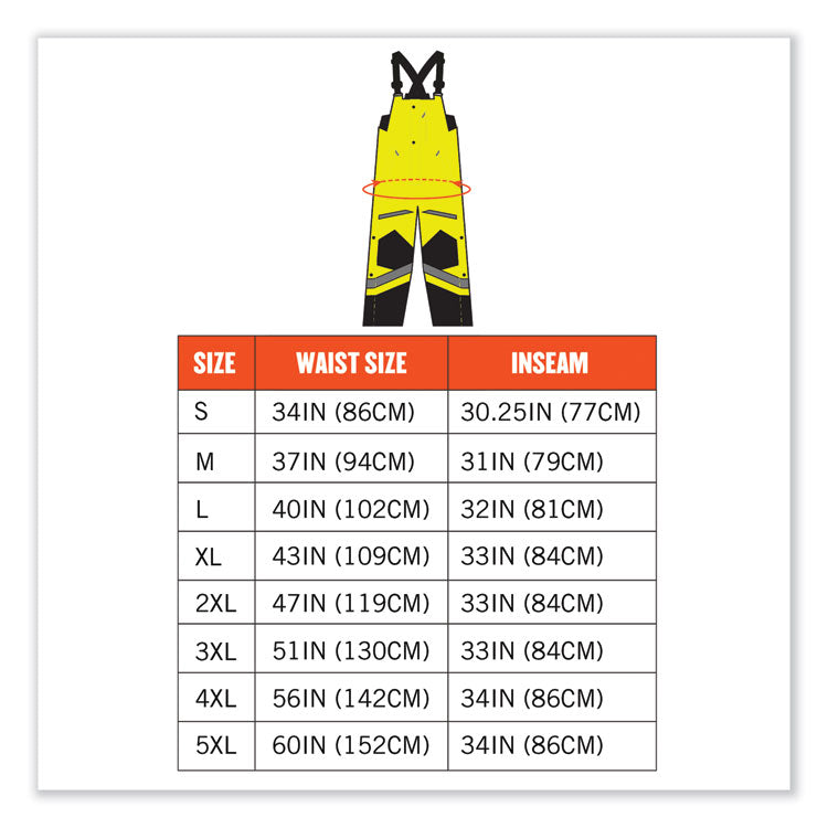 GloWear 8928 Class E Hi-Vis Insulated Bibs, Medium, Lime