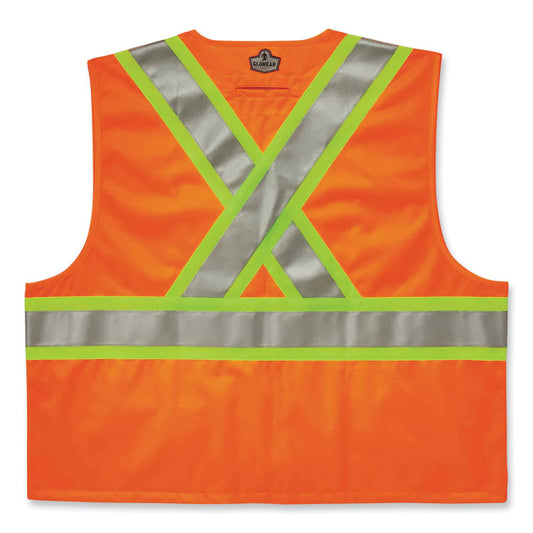 GloWear 8235ZX Class 2 Two-Tone X-Back Vest, Polyester, Small/Medium, Orange