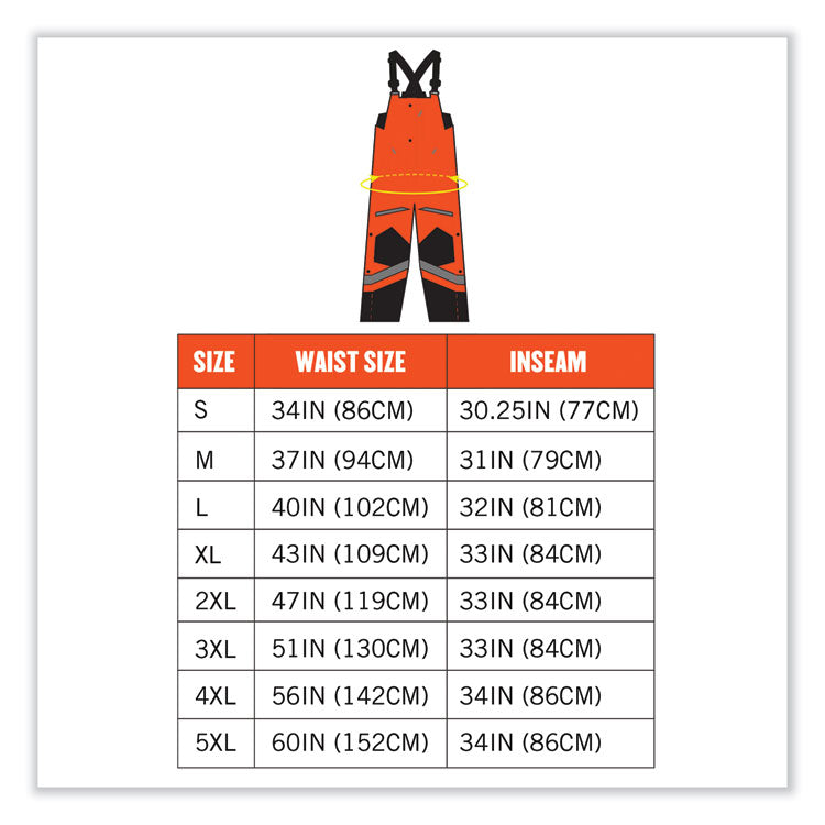 GloWear 8928 Class E Hi-Vis Insulated Bibs, 3X-Large, Orange