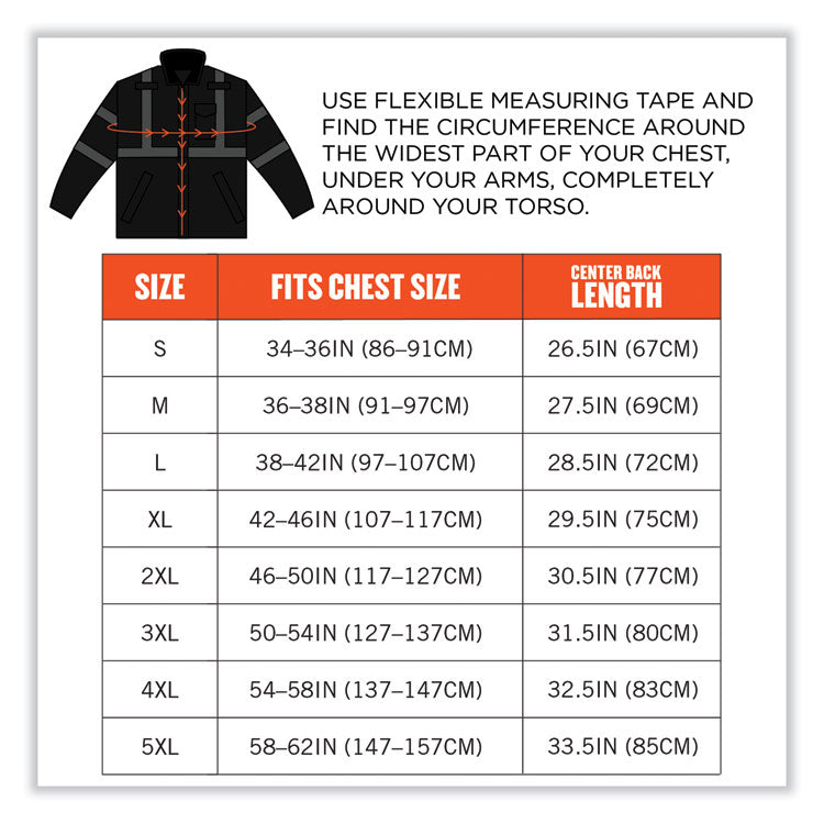 GloWear 8377EV Non-Certified Hi-Vis Quilted Bomber Jacket, Black, 5X-Large