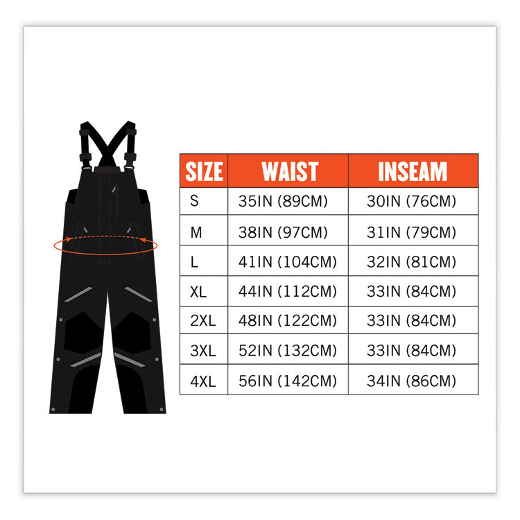 N-Ferno 6471 Thermal Bibs with 500D Nylon Shell, X-Large, Black