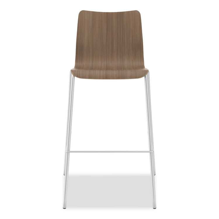 Ruck Laminate Stool, Supports up to 300 lb, 30" Seat Height, Pinnacle Seat/Back, Silver Frame