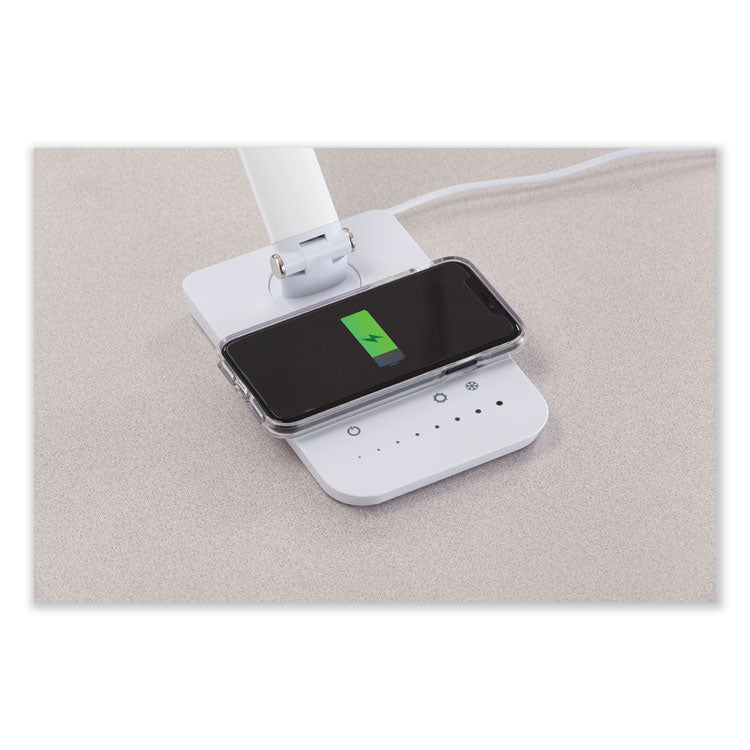 Vamp LED Wireless Charging Lamp, Multi-pivot Neck, 16.75" High, White