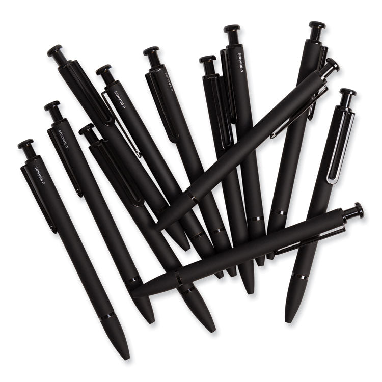 Monterey Soft Touch Ballpoint Pen, Retractable, Medium 1 mm, Black Ink, Midnight Barrel, 12/Pack