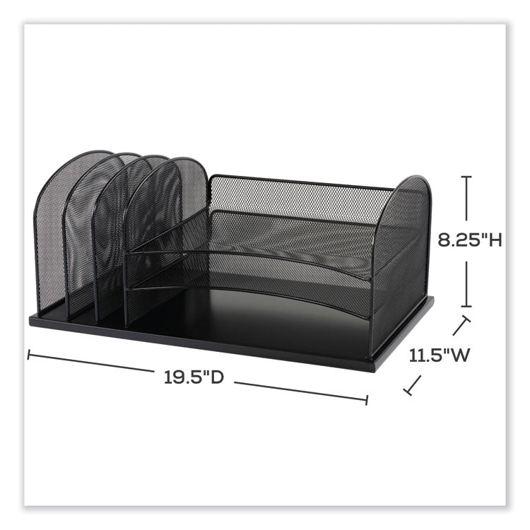 Onyx Desk Organizer with Three Horizontal and Three Upright Sections, Letter Size Files, 19.25 x11.5 x 8.25, Blue