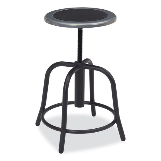 6800 Series Height Adjustable Metal Seat Swivel Stool, Supports Up to 300 lb, 18" to 24" Seat Height, Black Seat/Base
