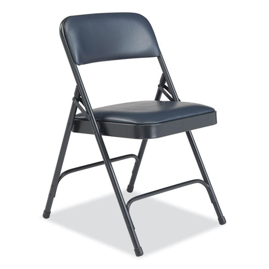 1200 Series Vinyl Dual-Hinge Folding Chair, Supports Up to 500 lb, 17.75" Seat Height, Dark Midnight Blue, 4/Carton