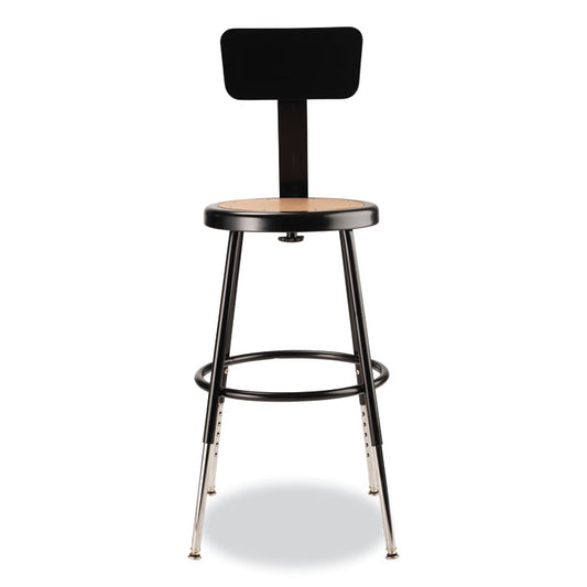 6200 Series 19" to 27" Height Adjustable Heavy-Duty Stool with Backrest, Supports Up to 500 lb, Masonite Seat/Black Base