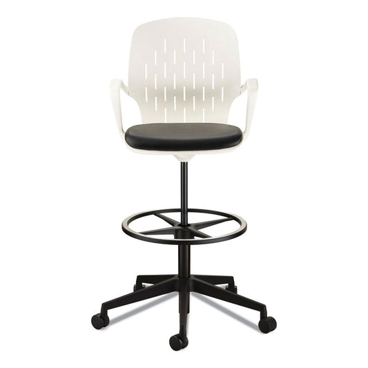 Shell Extended-Height Chair, Supports Up to 275 lb, 22" to 32" Seat Height, Black/White Seat, White Back, Black Base