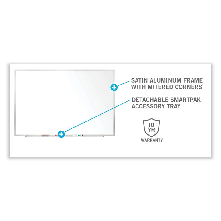 Non-Magnetic Whiteboard with Aluminum Frame, 72.63" x 48.47", White Surface, Satin Aluminum Frame
