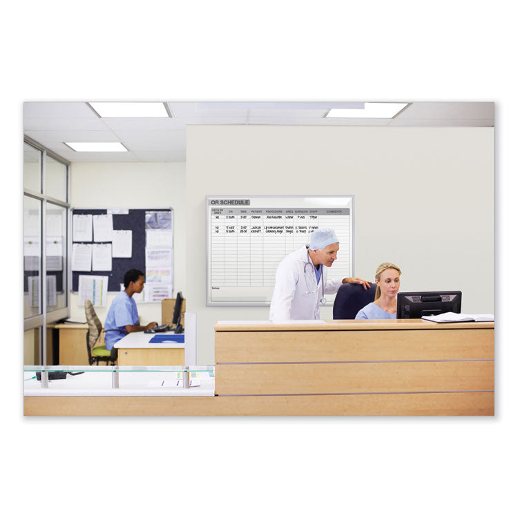 OR Schedule Magnetic Whiteboard, Operating Room Scheduling Chart, 48.5" x 36.5", White/Gray Surface, Satin Aluminum Frame