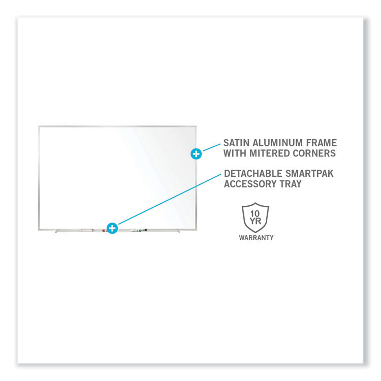Non-Magnetic Whiteboard with Aluminum Frame, 96.63" x 48.47", White Surface, Satin Aluminum Frame