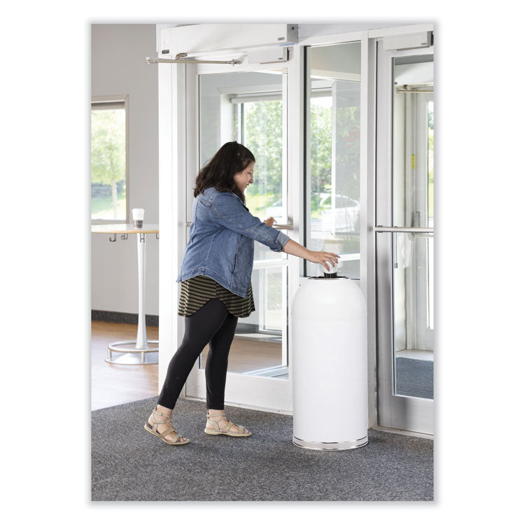 Open Top Dome Receptacle, 15 gal, Steel, White