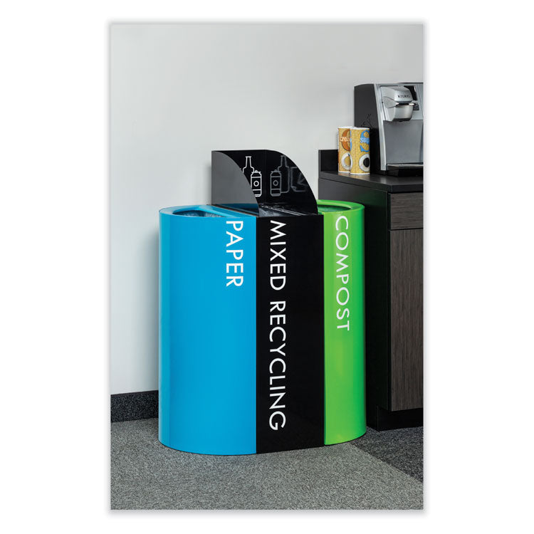 Mixx Recycling Center Rectangular Receptacle, 29 gal, Steel, Black