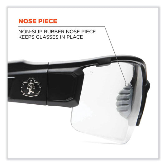 Skullerz Dagr Safety Glasses, Matte Black Half Frame, Clear Single Anti-Fog Lens