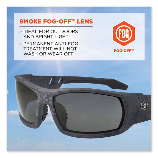 Skullerz Odin Safety Glasses, Fog-Off Technology, Kryptek Typhon Full Frame, Smoke Dual Lens