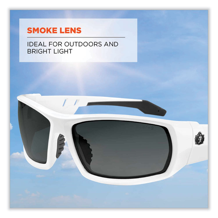 Skullerz Odin Safety Glasses, White Full Frame, Smoke Dual Lens