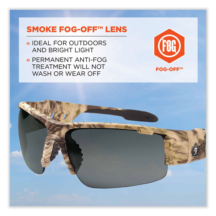 Skullerz Dagr Safety Glasses, Kryptek Highlander Half Frame, Smoke Single Anti-Fog Lens