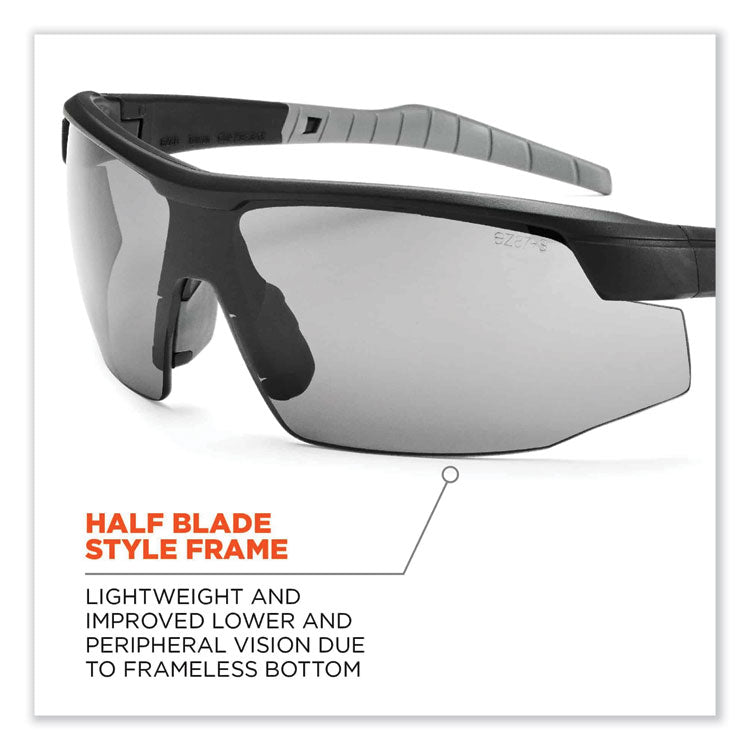 Skullerz Skoll Safety Glasses, Fog-Off Technology, Matte Black Half Frame, Smoke Single Lens