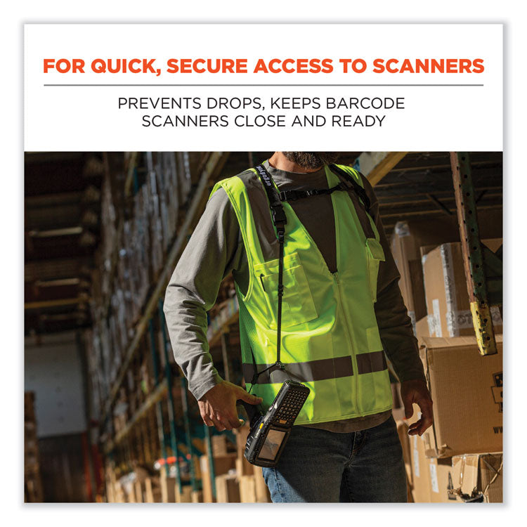 Squids 3132 Barcode Scanner Lanyard Harness, Large: 20" Arm Strap, 43" Long Lanyard Strap, Black