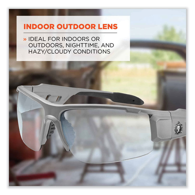 Skullerz Dagr Safety Glasses, Matte Gray Half Frame, Clear Single I/O Lens