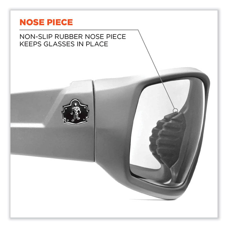 Skullerz Odin Safety Glasses, Matte Gray Full Frame, Clear Dual I/O Lens