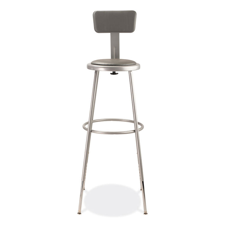 6400 Series Height Adjustable Heavy Duty Padded Stool with Backrest, Supports 300 Up to lb, 32" to 39" Seat Height, Gray