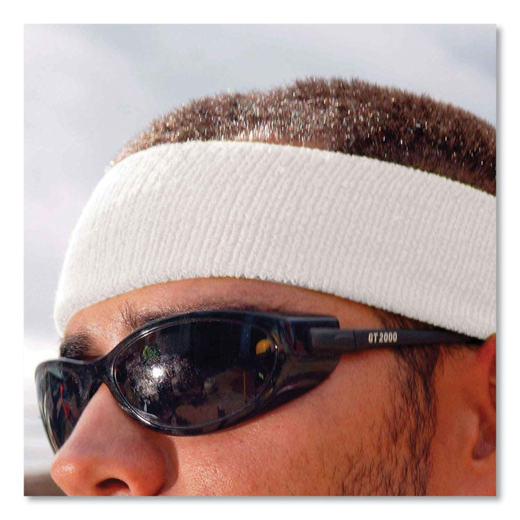 Chill-Its 6550 Head Terry Cloth Sweatband, Cotton Terry, One Size Fits Most, White