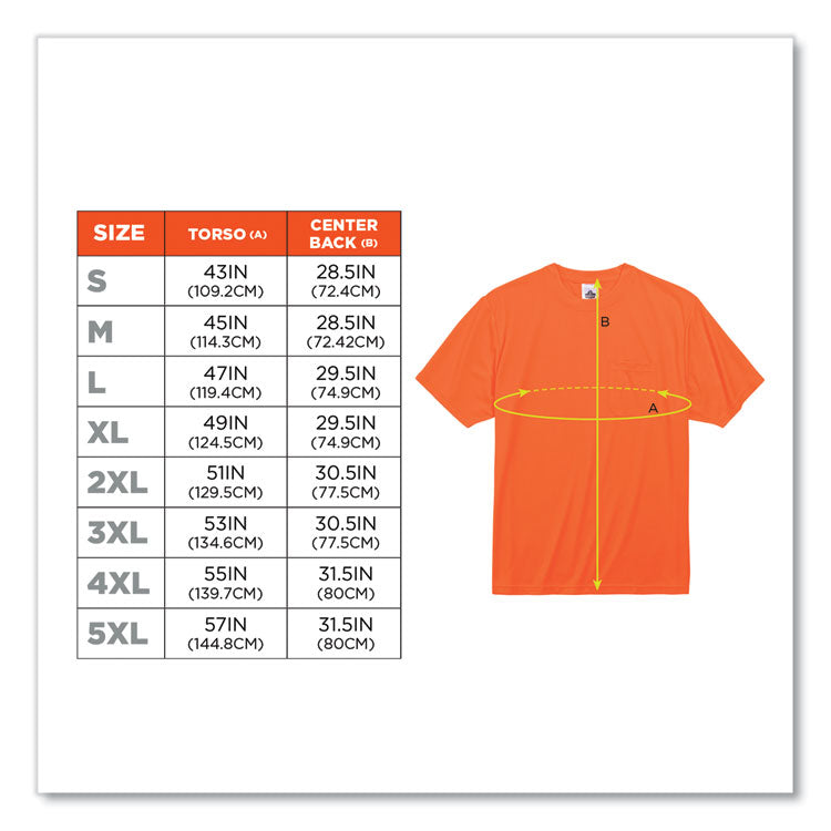 GloWear 8089 Non-Certified Hi-Vis T-Shirt, 3X-Large, Orange
