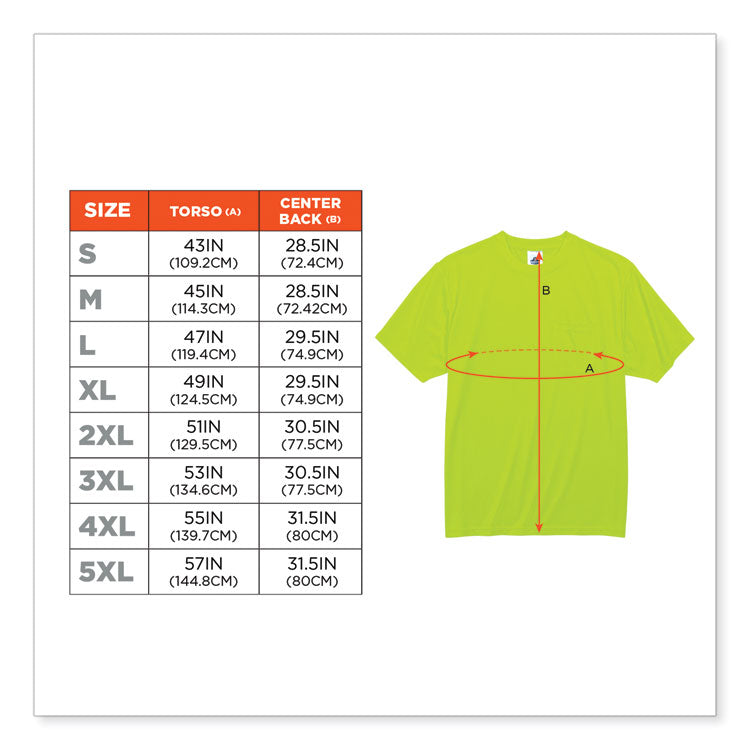 GloWear 8089 Non-Certified Hi-Vis T-Shirt, 3X-Large, Lime