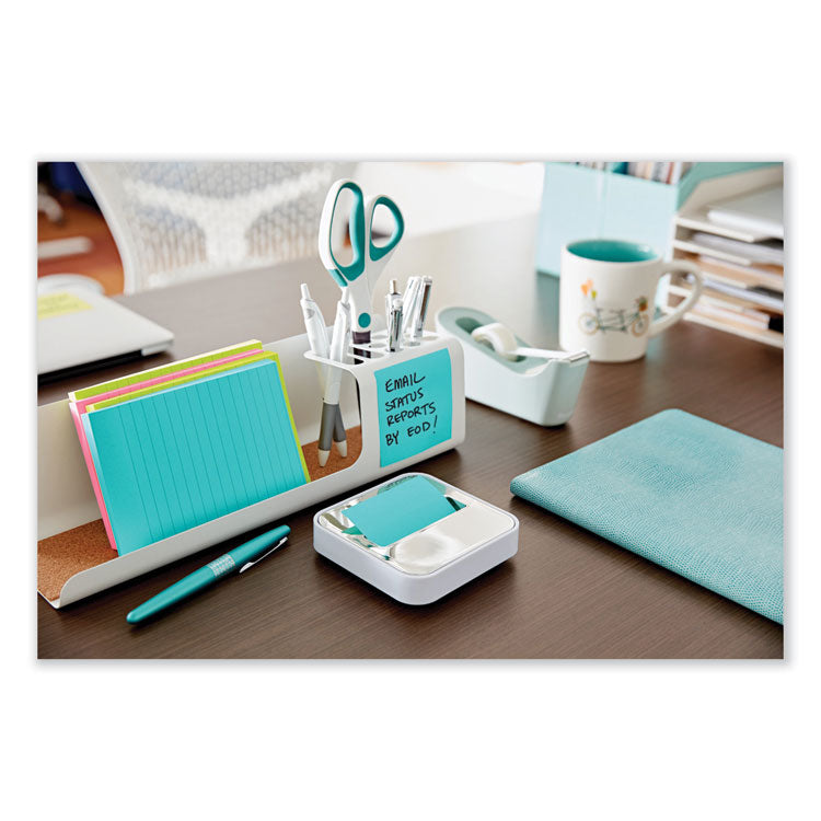 Steel Top Dispenser, For 3 x 3 Pads, White/Steel