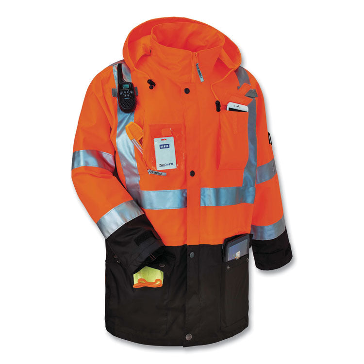 GloWear 8386 Class 3 Hi-Vis Outer Shell Jacket, Polyester, Medium, Orange