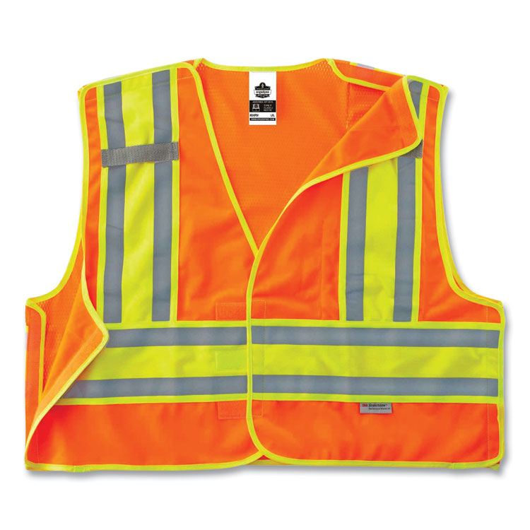 GloWear 8245PSV Class 2 Public Safety Vest, Polyester, Large/X-Large, Orange