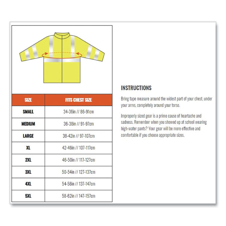 GloWear 8386 Class 3 Hi-Vis Outer Shell Jacket, Polyester, Small, Lime