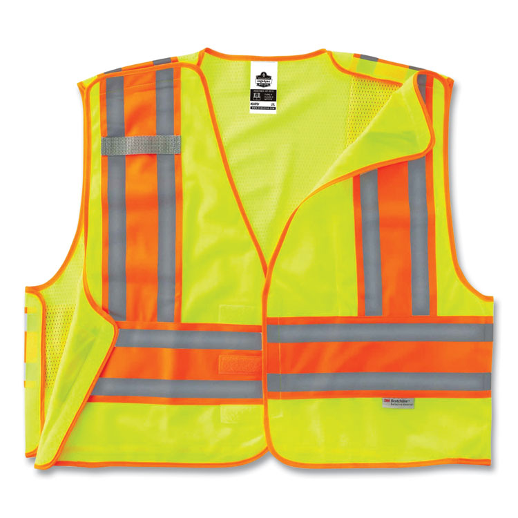 GloWear 8245PSV Class 2 Public Safety Vest, Polyester, 6X-Large/7X-Large, Lime