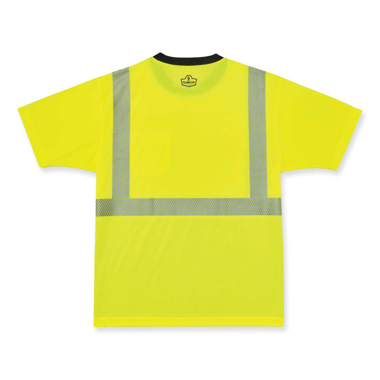 GloWear 8280BK Class 2 Performance T-Shirt with Black Bottom, Large, Lime