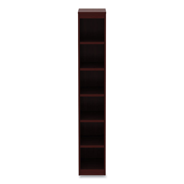 Alera Valencia Series Narrow Profile Bookcase, Six-Shelf, 11.81w x 11.81d x 71.73h, Mahogany