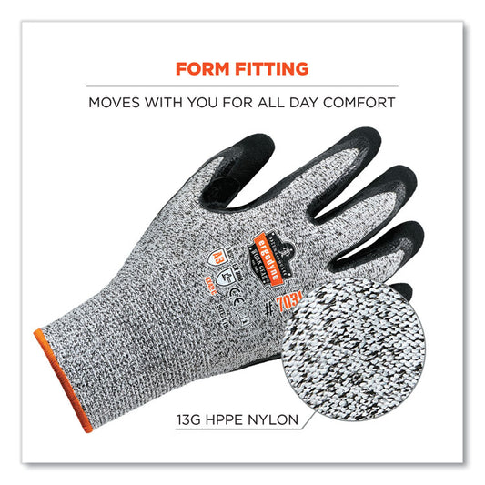 ProFlex 7031 ANSI A3 Nitrile-Coated CR Gloves, EN388: 4X42C, 9.5" Long, Small, Gray, Pair