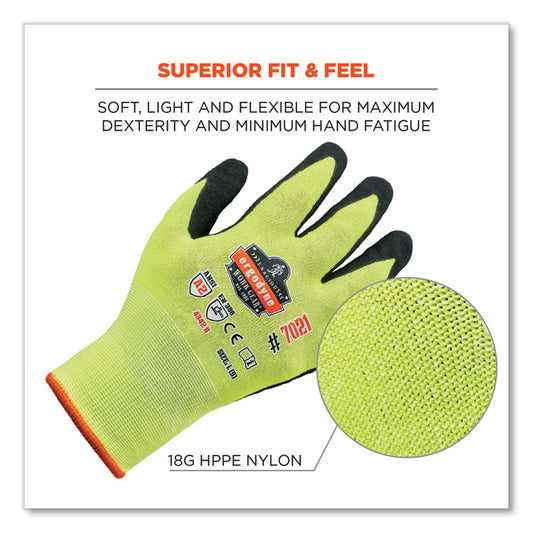 ProFlex 7021 Hi-Vis Nitrile-Coated CR Gloves, EN388: 4342B, 8.75" Long, Medium, Lime, Pair