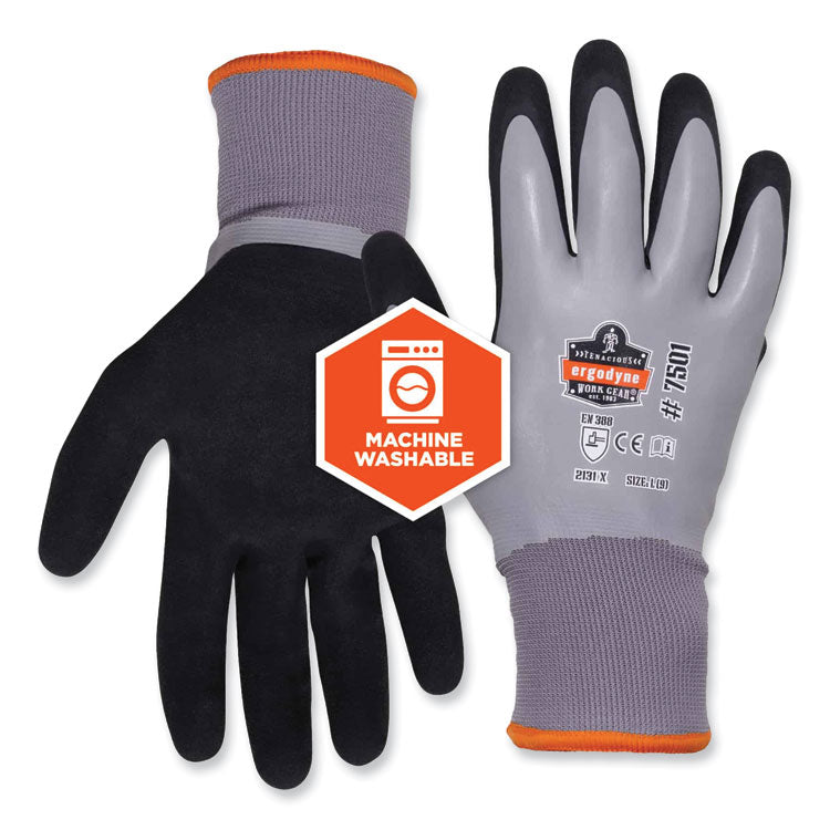 ProFlex 7501-CASE Coated Waterproof Winter Gloves, EN388: 2131X, 11" Long, 2X-Large, Gray, 144 Pairs/Carton